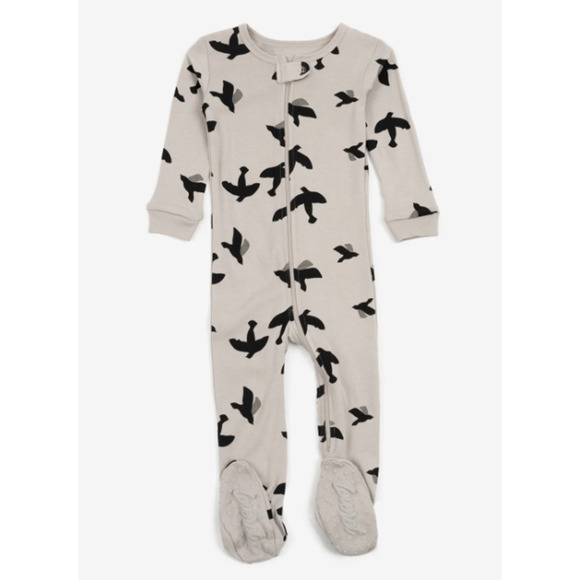 Leveret Other - NEW Leveret Infant Baby Long Sleeve Bird Gray Footed Pajamas Size 0-3 Months